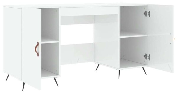 Modern Fehér Fa Íróasztal Tárolóval - 140x50x75 cm
