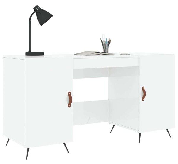 Modern Fehér Fa Íróasztal Tárolóval - 140x50x75 cm