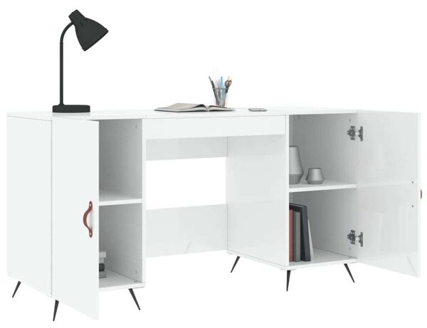 Modern Fehér Fa Íróasztal Tárolóval - 140x50x75 cm
