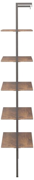 5 szintes sötétbarna és fekete létrapolc 64 x 35 x 185 cm