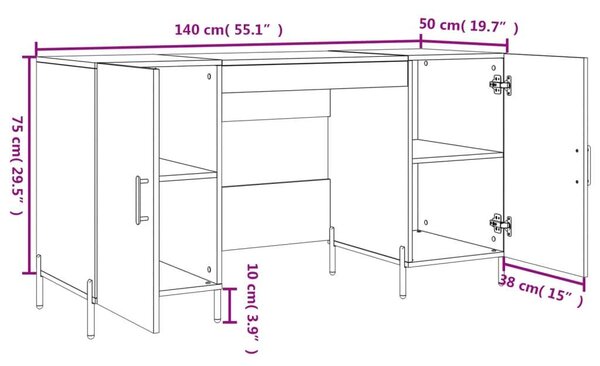 Modern Íróasztal - Fehér - 140x50x75 cm