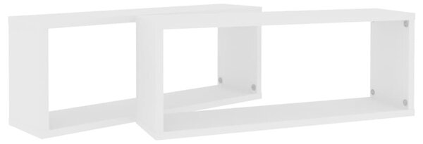 2 db fehér szerelt fa négyszögű fali polc 60 x 15 x 23 cm