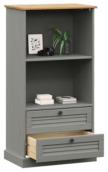 Vigo szürke tömör fenyőfa könyvespolc 60x35x114,5 cm