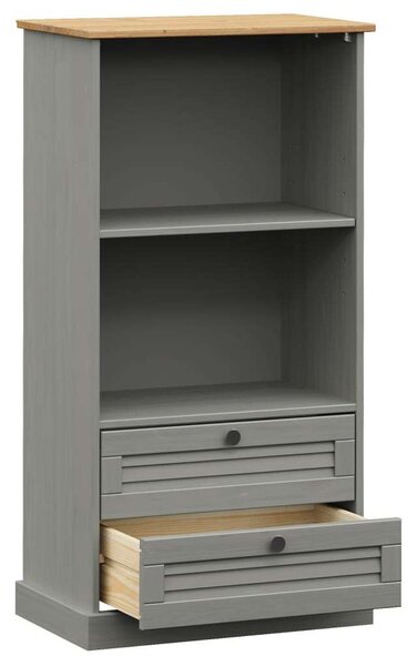 Vigo szürke tömör fenyőfa könyvespolc 60x35x114,5 cm