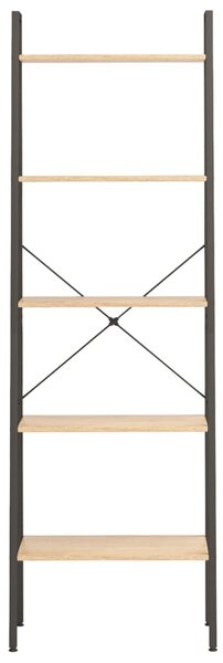 5-szintes világosbarna-fekete állópolc 56x35x174 cm