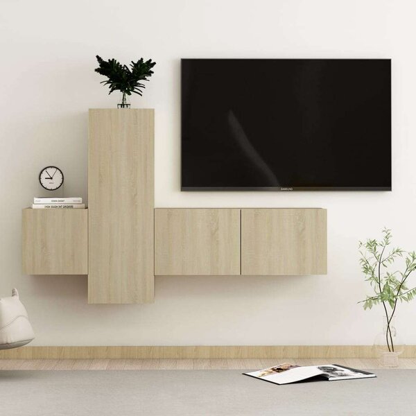 Falra Szerelhető TV Szekrény Szett - Sonoma Tölgy - 3 részes