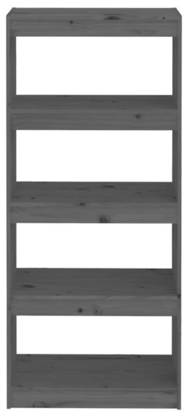 Szürke tömör fenyőfa könyvszekrény/térelválasztó 60x30x135,5 cm