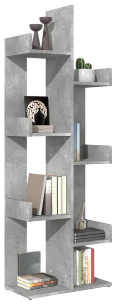 Betonszürke szerelt fa könyvszekrény 48 x 25,5 x 140 cm