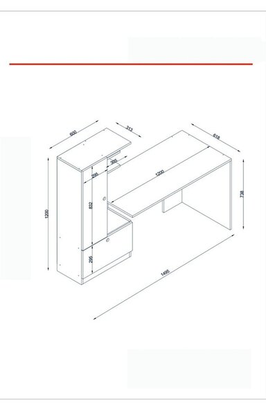 Íróasztal 62x120 cm Domingos – Furny Home