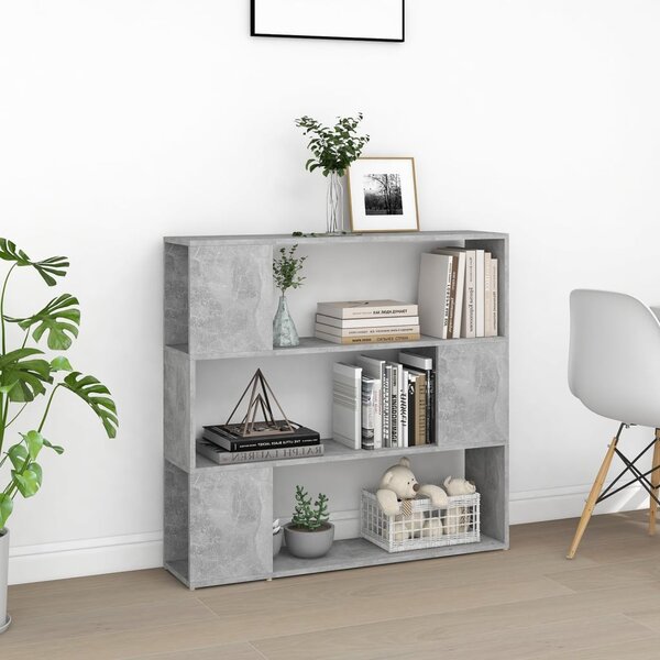 Betonszürke szerelt fa térelválasztó könyvszekrény 100x24x94 cm