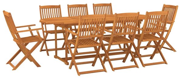 9 részes tömör akácfa kerti étkezőgarnitúra 220x90x75 cm