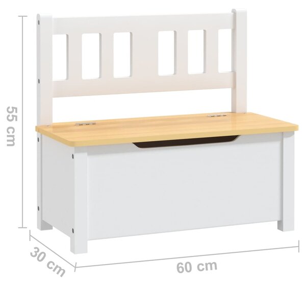 Fehér-bézs MDF gyermek tárolópad 60 x 30 x 55 cm