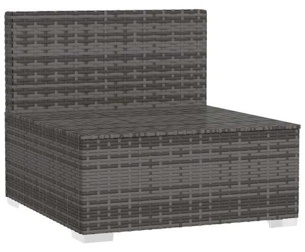 Szürke polyrattan kerti középső kanapé párnákkal