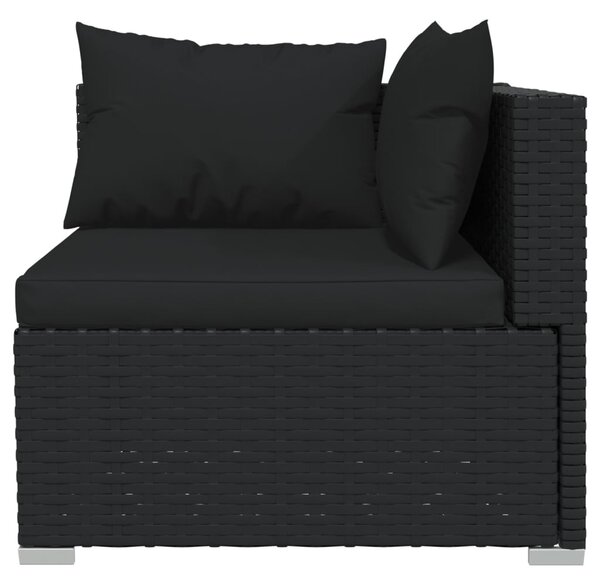 3 részes fekete polyrattan kerti ülőgarnitúra párnákkal