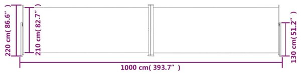 Krémszínű behúzható oldalsó napellenző 220 x 1000 cm