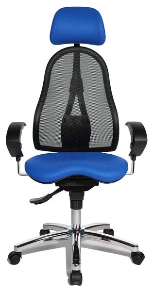 Topstar Sitness 45 szinkronmechanikás forgószék, fejtámasszal, állítható magasságú karfával, kék