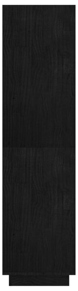 Fekete tömör fenyőfa könyvszekrény/térelválasztó 80x35x135 cm