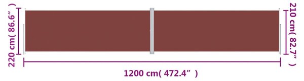 Barna behúzható oldalsó napellenző 220 x 1200 cm
