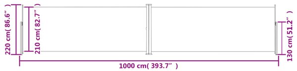 Barna behúzható oldalsó napellenző 220 x 1000 cm