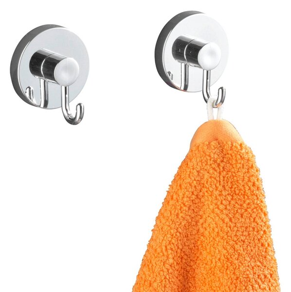 Fényes ezüstszínű öntapadós műanyag akasztó szett 2 db-os Vacuum-Loc – Wenko