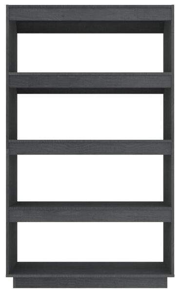 Szürke tömör fenyőfa könyvszekrény/térelválasztó 80x35x135 cm