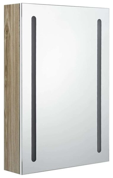 LED-es Tükrös Szekrény - Fehér/Tölgy - 50x13x70 cm