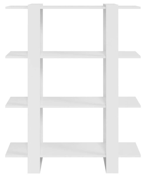 Magasfényű fehér könyvszekrény/térelválasztó 100x30x123,5 cm