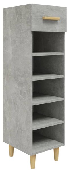 Betonszürke szerelt fa cipősszekrény 30 x 35 x 105 cm