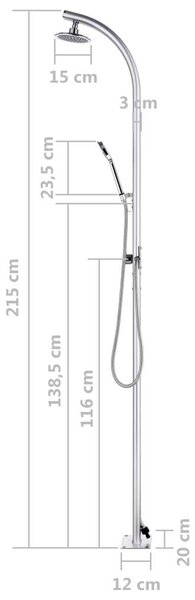 Kerti Zuhany - Alumínium - 215 cm