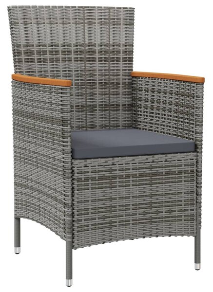 2 db szürke polyrattan kerti étkezőszék