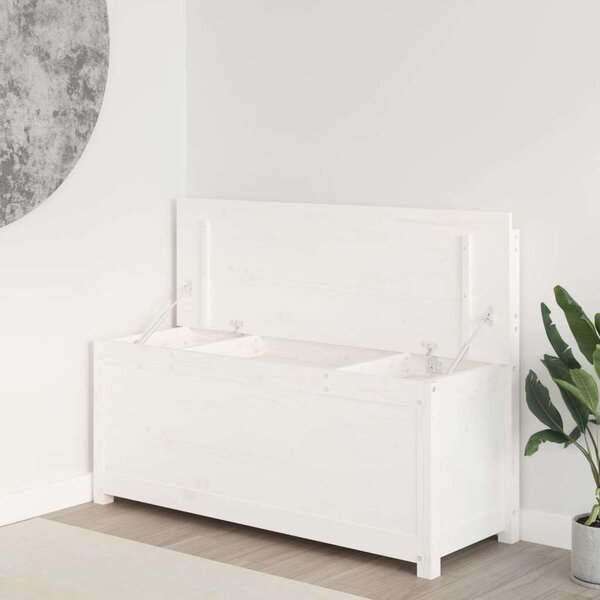 VIDAXL Fehér Fenyőfa Tárolós Pad - 110x41x76,5 cm