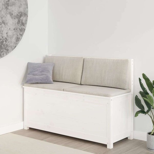 VIDAXL Fehér Fenyőfa Tárolós Pad - 110x41x76,5 cm