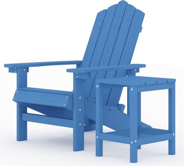 Vízkék HDPE kerti adirondack szék asztallal