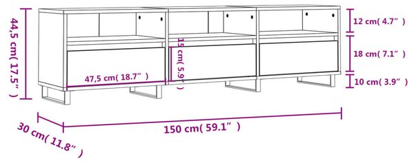 VidaXL TV-szekrény - Fehér - 150cm
