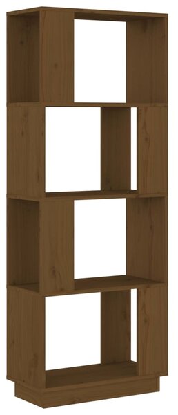 Mézbarna tömör fenyőfa könyvszekrény/térelválasztó 51x25x132 cm