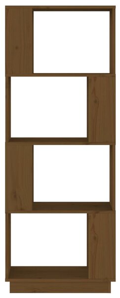 Mézbarna tömör fenyőfa könyvszekrény/térelválasztó 51x25x132 cm