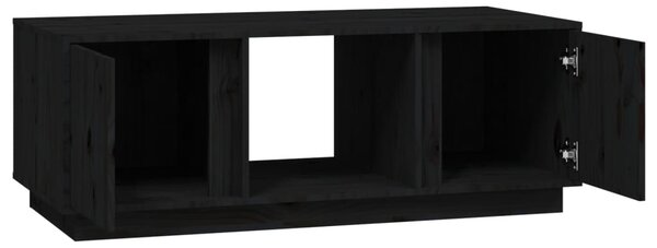 Fekete tömör fenyőfa dohányzóasztal 110x50x40 cm