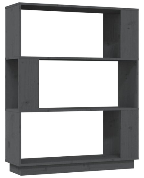 Szürke tömör fenyőfa könyvszekrény/térelválasztó 80x25x101 cm