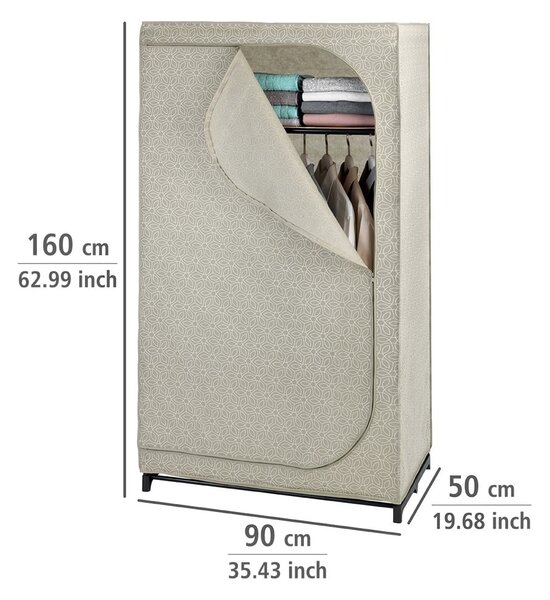 Bézs textil ruhásszekrény 90x160 cm Balance – Wenko