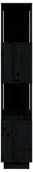 Fekete tömör fenyőfa könyvszekrény/térelválasztó 80x25x132 cm