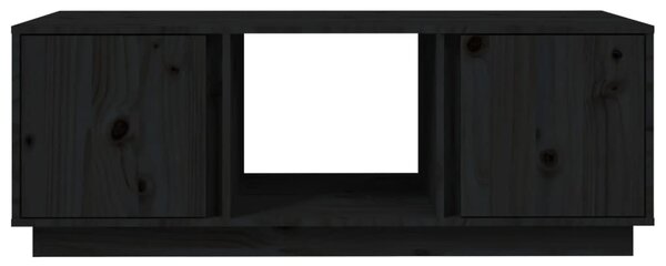 Fekete tömör fenyőfa dohányzóasztal 110x50x40 cm