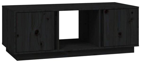 Fekete tömör fenyőfa dohányzóasztal 110x50x40 cm
