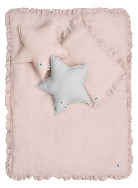 Vászon ágynemű kiságyba DUSTY PINK, M-es méret