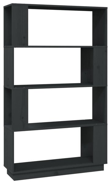 Szürke tömör fenyőfa könyvszekrény/térelválasztó 80x25x132 cm