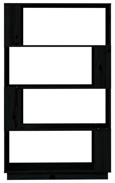 Fekete tömör fenyőfa könyvszekrény/térelválasztó 80x25x132 cm