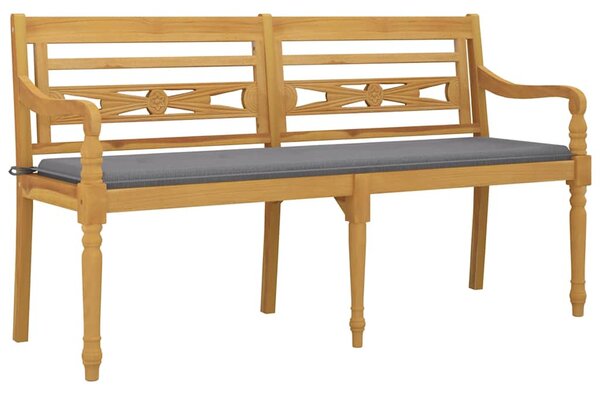 Tömör tíkfa Batavia pad szürke párnával 150 cm