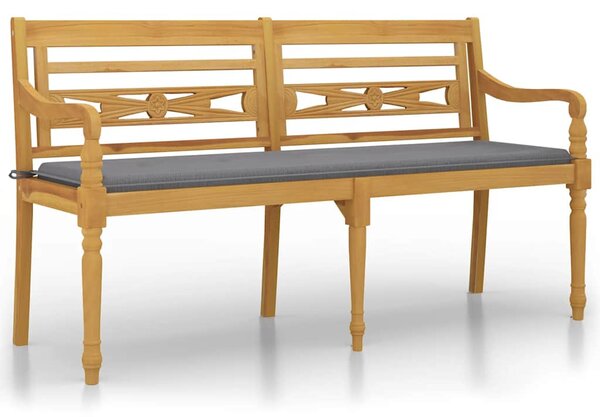 Tömör tíkfa Batavia pad szürke párnával 150 cm