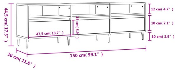 Fa TV Szekrény Sonoma Tölgy - 150 cm