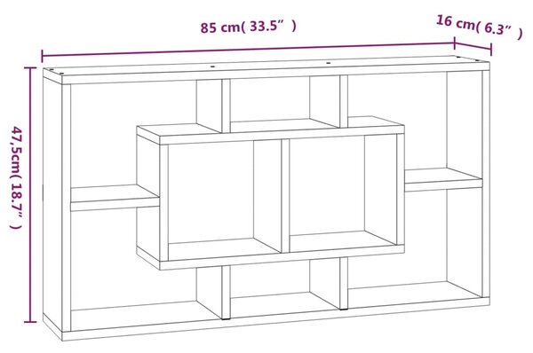 8-rekeszes betonszürke fali bemutatópolc