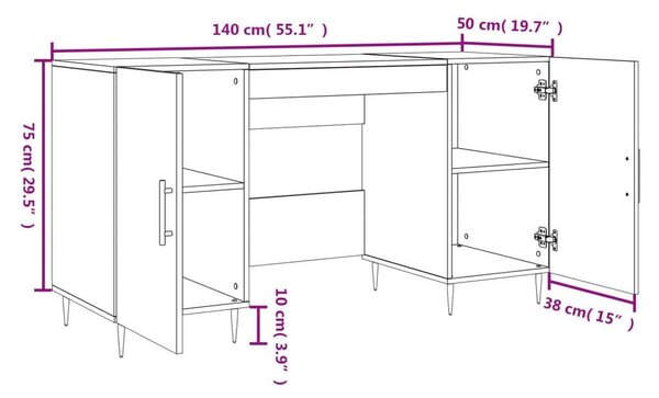 VidaXL Íróasztal - Modern - 140x50x75 cm